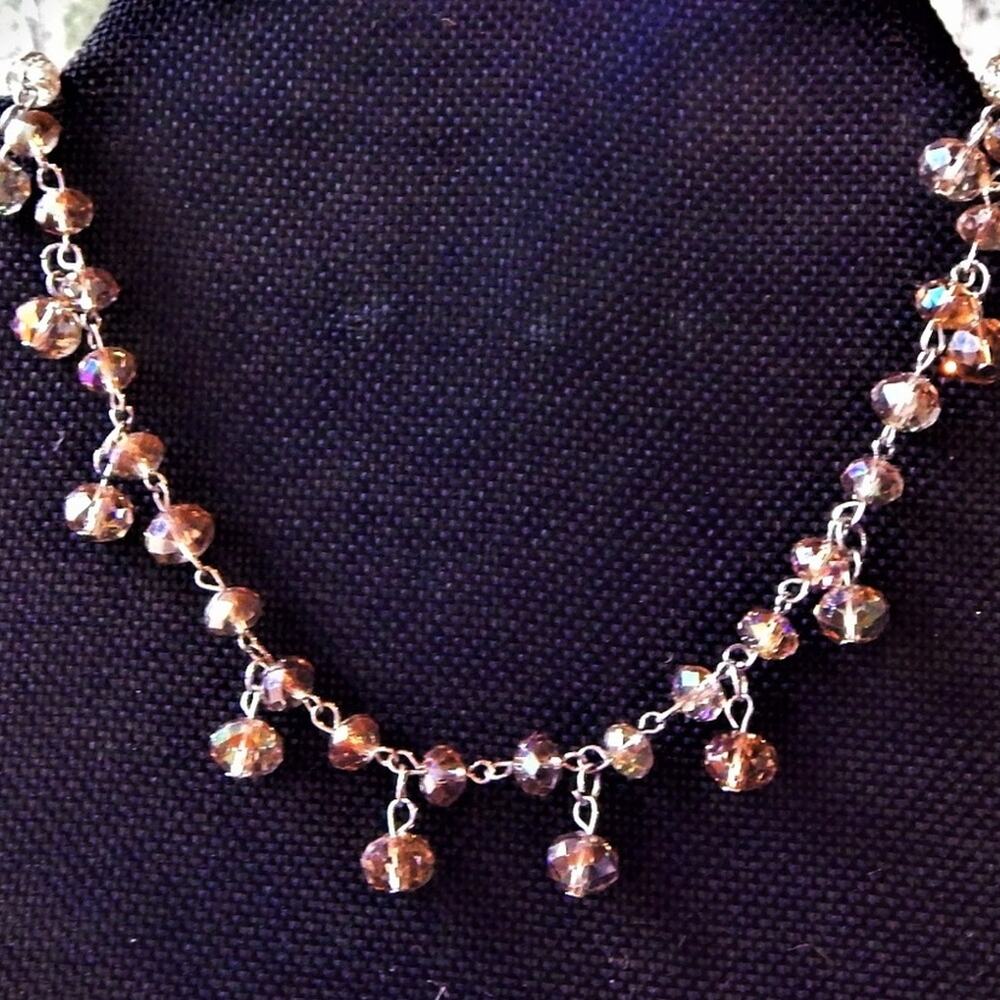 Vintage Sweet Minimalist Faceted Iridescent Beads on Chain Necklace